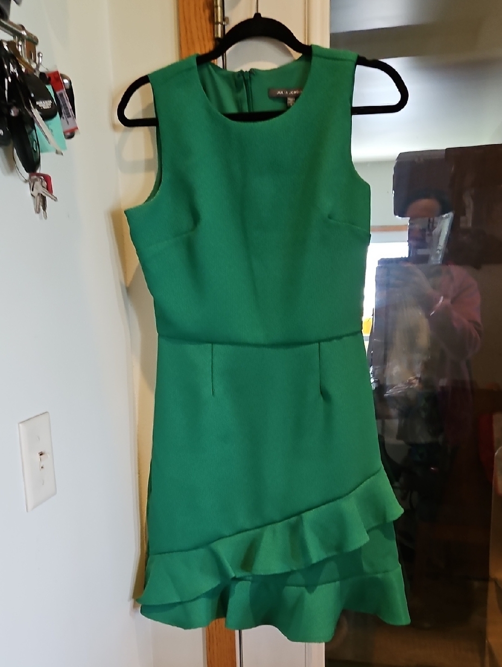 Julia Jordan Emerald Green Sleeveless Ruffle-Hem Mini Dress